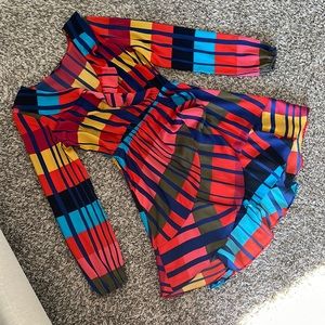 Express multi color ruffle satin dress